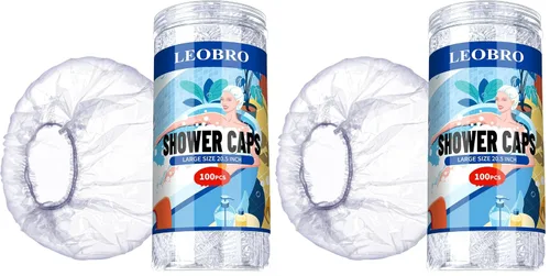 Vista 10 de LEOBRO 100 gorros de ducha desechables, gorros de ducha para mujeres, gorro de ducha de plástico transparente, tapones de plástico