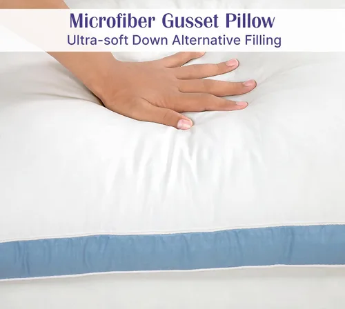 Vista 5 de ROYALE LINENS Juego de 2 almohadas de tamaño estándar, almohada de cama para dormir, almohada refrescante para dormir de espalda, estómago