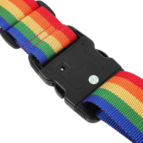 Vista 9 de Correa de equipaje de viaje con diseño de arco iris, aprobada por la TSA, cinturón de embalaje ajustable para maleta (arcoíris)