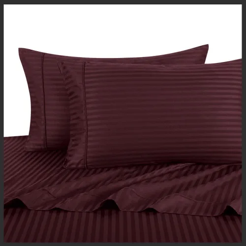 Vista 11 de Royal Hotel Bedding Funda de edredón de 2 piezas, 100% algodón, rayas satinadas, 100% algodón Bronce