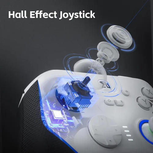 Vista 9 de BINBOKPLAY Switch Pro Controller, Game Controller for PC/Switch2/Switch, 7 Color LED Hall Effect Controller with Microswitch Buttons, PC Controller