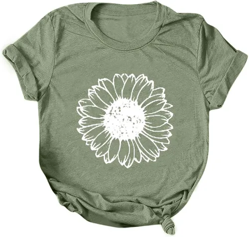 Vista 3 de Camisetas de manga corta para mujer, estilo casual, tallas grandes, holgadas, holgadas, con estampado de flores, de manga corta, blusa para mujer