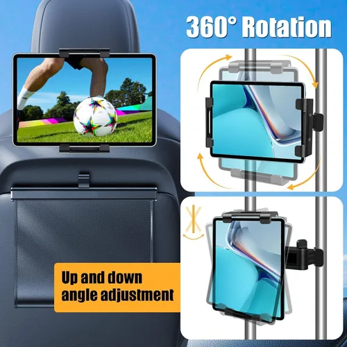 Vista 8 de najiaxiaowu Soportes para Tabletas PC Paquete de 2 Soporte para Tableta para Coche, Soporte para Reposacabezas de iPad para iPad/Teléfonos