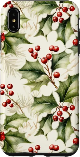 Vista 11 de Lindo diseño de bayas de acebo y hojas de Navidad para el caso de Navidad para iPhone 16