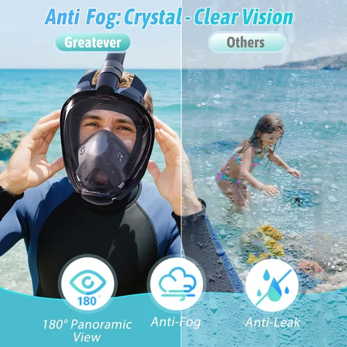 Vista 4 de Greatever G2 Adults Kids Full Face Snorkel Mask 2 Pcs,Snorkeling Gear with Latest Dry Top System,Foldable 180 Degree Panoramic View,Safe