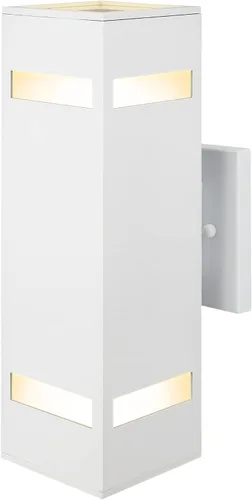 Vista 9 de Luces de pared para exteriores con sensor de anochecer a amanecer, paquete de 2, de aluminio, moderno, impermeable, cilíndrico, cuadrado, farol