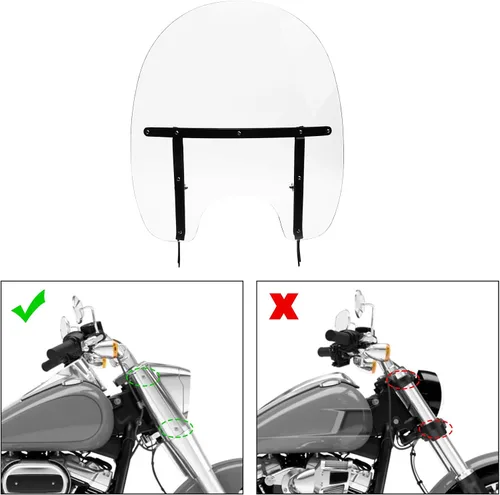 Vista 2 de TCT-MOTORPARTS Parabrisas de PC transparente para Harley Heritage Softail Classic FLSTC, FLSTN, Slim Deluxe, Fat Boy, FLS 2000-2017 Parabrisas