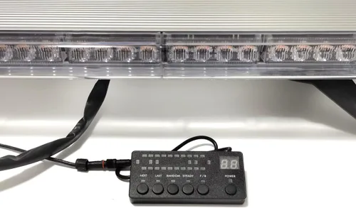 Vista 6 de CFLMYYXGS 12V-24V 44" 88 LED ámbar/luz blanca en la azotea barra de luz de advertencia de emergencia 26 patrones estroboscópicos vehículos ley
