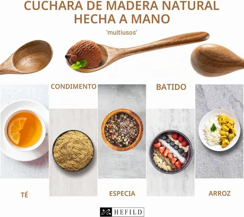 Vista 5 de 2 PCS Cucharas de Madera para Miel, Cucharas de Madera Pequeñas de 6.7 Pulgadas - Excelentes para Té, Café y Sopa, Pequeño Juego de Cucharas de Mesa