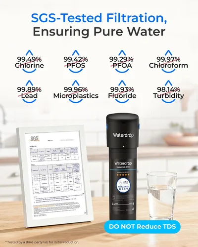 Vista 3 de Waterdrop Sistema de filtro de agua para debajo del fregadero 10UA y cartucho de filtro de repuesto Waterdrop RF10-MZ para filtro de agua debajo