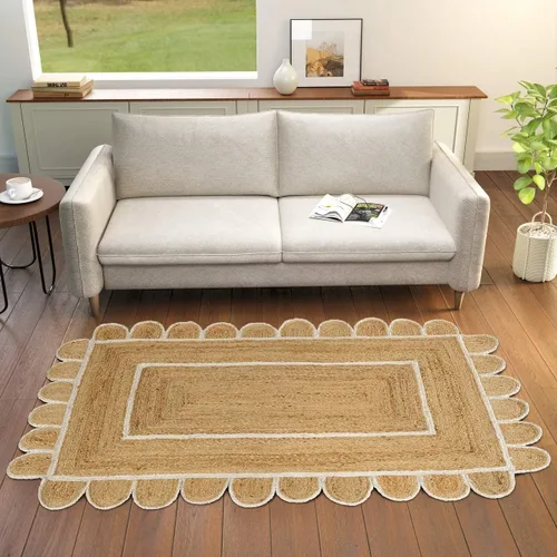Vista 18 de GRUHUM Alfombra rectangular de yute de fibra natural, tejida a mano, estilo bohemio, reversible, respetuosa con el medio ambiente, trenzada, suave