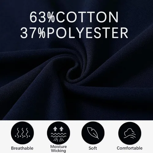 Vista 5 de Polo de piqué para hombre, manga larga, con punta de mezcla de algodón, casual, con cuello, ajuste clásico