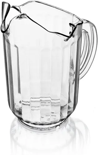 Vista 2 de New Star Foodservice Jarra de agua de plástico para restaurante con 3 boquillas, 60 onzas, transparente