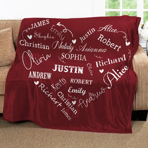 Vista 7 de Mantas personalizadas con el nombre, para bebés, niños y adultos, mamá, abuela, abuelo. Manta personalizada con tus nombres. Manta personalizada