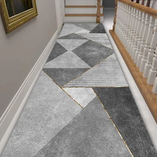 Vista 4 de Alfombras geométricas para pasillos, pasillos, tapetes gruesos para el hogar, entrada de hotel, alfombra larga – 3.3 ft/4.9 ft/8.2 ft/11.5 ft/14.8