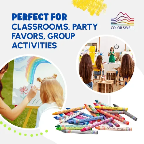 Vista 4 de Color Swell Paquete de 24 crayones – no tóxicos, ideales para niños, estudiantes, adultos y actividades en el aula