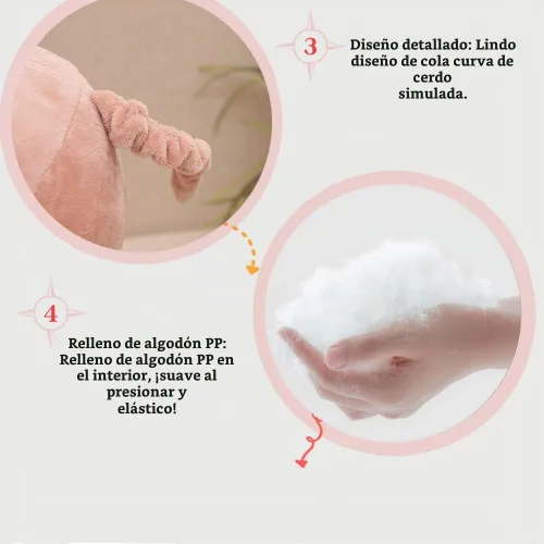 Vista 5 de Peluche de cerdo rosa de 15.7 pulgadas, almohada de peluche para niños