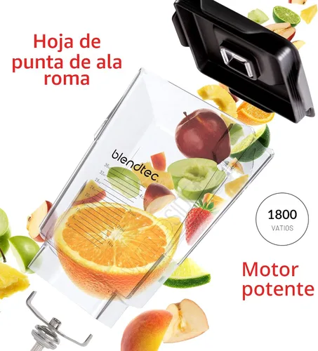 Vista 4 de Blendtec Licuadora profesional 800 (negra), tarro WildSide+ y botella