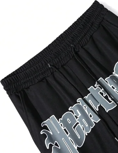 Vista 4 de GORGLITTER Men's Casual Letter Print Sweatpants Drawstring Waist Jogger Pants with Pockets