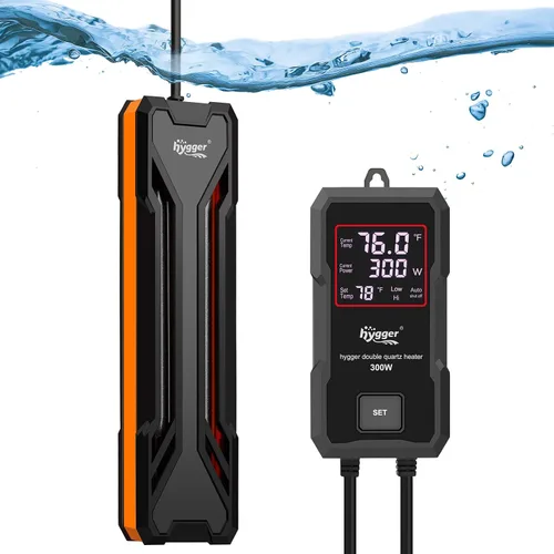 Vista 8 de hygger Calentador para Acuarios 300W/500W/800W/1000W, Calentador Sumergible para Tanque de Peces con Controlador LED Digital y Sistema Inteligente