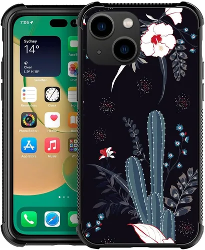 Vista 62 de ZHEGAILIAN Funda compatible con iPhone 14, funda de munición AK 47, parte trasera de vidrio templado+funda protectora de TPU de silicona suave