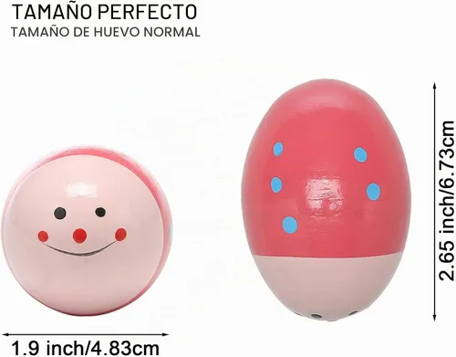 Vista 3 de 12 piezas de maracas de huevo de madera, instrumentos de percusión musicales de mano Multicolor 12 piezas