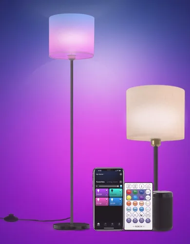 Vista 7 de YHW Lámparas de pie para sala de estar compatibles con Alexa Google, lámpara de pie lámparas altas para sala de estar, dormitorio, oficina, aula