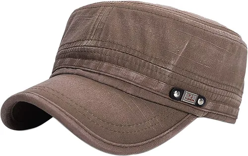 Vista 19 de Gorra militar unisex, estilo cadete, ajustable, de algodón lavado, con parte superior plana, gorra de béisbol