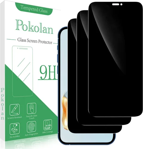 Vista 19 de Pokolan Paquete de 3 protectores de pantalla de privacidad para iPhone 11 Pro, iPhone X, iPhone XS (5.8 pulgadas), vidrio templado antiespía Negro