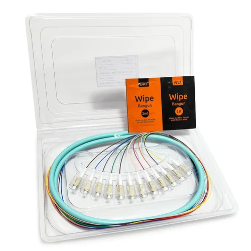 Vista 16 de 6 hilos multimodo OM1 62.5/125 ST-UPC fibra coleta, ST OM1 fibra óptica coleta, incluye 6 mangas de protección de fibra óptica de empalme de fusión