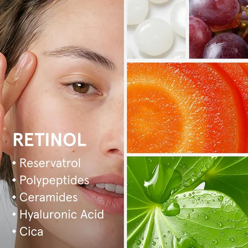 Vista 3 de iRestore Suero de retinol para cara, 1% retinol con péptidos y ácido hialurónico, suero nocturno antienvejecimiento para pieles sensibles, sin
