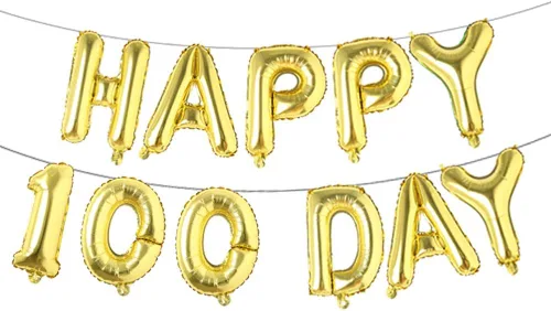 Vista 10 de Juego de globos de papel de aluminio con letras del alfabeto, pancarta de feliz 100 días, suministros de decoración para fiesta de cumpleaños (rojo)