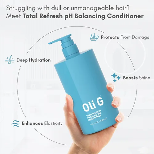 Vista 3 de Oli G Total Refresh - Acondicionador diario ligero para todo tipo de cabello, con aceite de marula, manteca de karité, proteínas botánicas