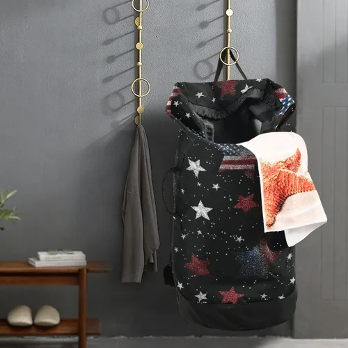 Vista 5 de Mochila para lavandería, cesta extra grande resistente para ropa sucia, correas ajustadas para campamento, universidad, gimnasio, hotel, hogar, 29.3