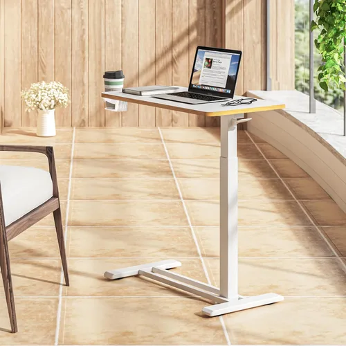 Vista 6 de SANODESK Escritorio móvil de pie con ruedas ocultas, escritorio neumático para laptop, carrito de computadora con ruedas móviles, altura ajustable