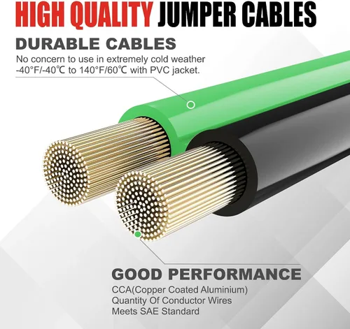Vista 6 de cables de puente calibre 4 de 20 pies con protector de seguridad inteligente - Cable de batería resistente con protección contra polaridad inversa