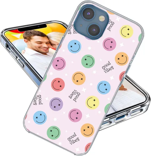 Vista 14 de Funda para iPhone 14, iPhone 13 para niñas, mujeres y hombres, a prueba de golpes, delgada, suave, TPU transparente, funda protectora con diseño Un