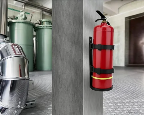 Vista 2 de Fire Extinguisher Mount,Metal Bracket(Black1pcs) Heavy Duty,Wall Mounted Bracket with Rubber Base Pad,Shock Absorbing Design Compatible with 5lb