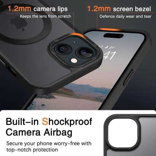 Vista 5 de BENTOBEN Compatible con iPhone 15 Plus, Funda de teléfono magnética translúcida mate delgada a prueba de golpes [Compatible con MagSafe] Funda