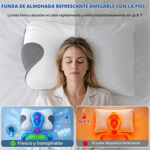 Vista 7 de Almohada para aliviar el dolor de cuello, almohada ergonómica para dolor de cuello, almohada cervical de espuma viscoelástica para dormir, de lado