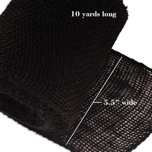 Vista 4 de JubileeYarn - Cinta de yute de arpillera para manualidades, 5.5 pulgadas x 10 yardas, color negro, 1 rollo