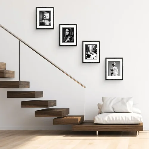 Vista 7 de Golden State Art, Marco de madera negra envejecida de 11 x 14 pulgadas con paspartú doble blanco sobre negro, muestra fotos de 8 x 10 pulgadas
