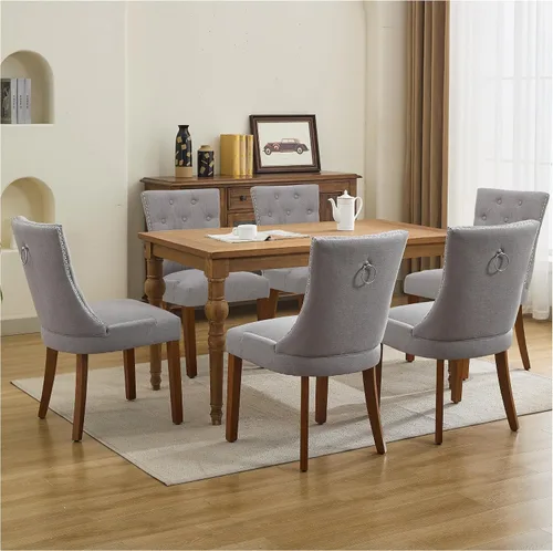 Vista 15 de Juego de 2 sillas de comedor modernas con respaldo, color beige