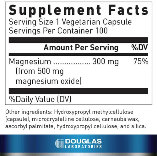 Vista 2 de Douglas Laboratories Óxido de magnesio Apoya la función normal del corazón y la formación ósea* 100 cápsulas