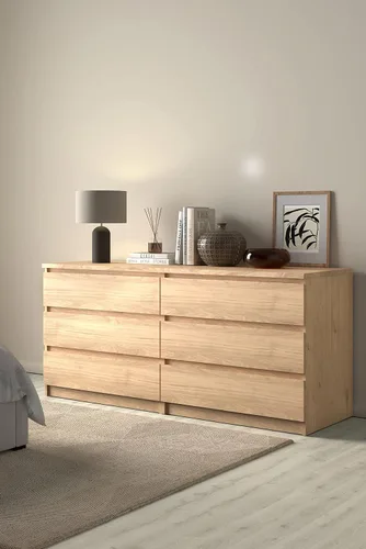 Vista 2 de Tvilum - Cómoda doble con 6 cajones Hickory