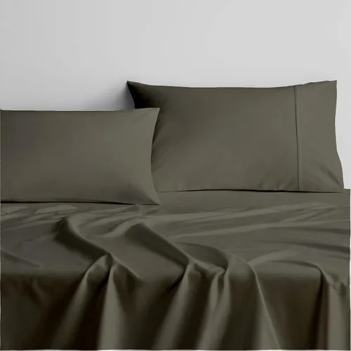 Vista 10 de Juego de sábanas de 4 piezas, color burdeos, 100% algodón suave, para cama de tamaño individual, hilos de algodón de fibra larga de una sola capa