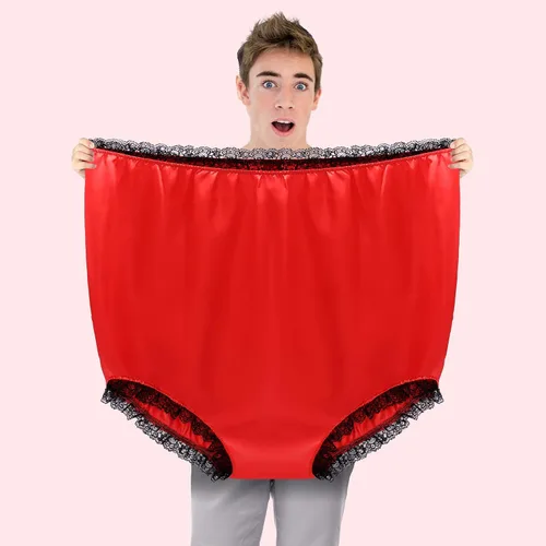 Vista 4 de Adnee Paquete de 2 calzones de Navidad Big Mama Bragas de gran tamaño para abuelita Ropa interior grande regalo de broma para mujeres y hombres