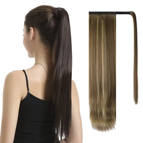 Vista 18 de BARSDAR Extensión de Cola de Caballo Corta y Recta - Extensiones de Cabello de Cola de Caballo con Cordón de 14 Pulgadas en Negro para Mujeres