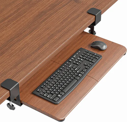 Vista 17 de BONTEC Bandeja para teclado debajo del escritorio, plataforma extraíble Negro