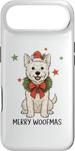 Vista 26 de Merry Woofmas White Terrier Dog Santa Hat Christmas Cute Dog Case for iPhone 15